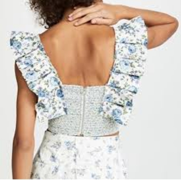 Petersyn Sybil Cropped Floral Smocked Top Size L NWOT - Picture 2 of 11